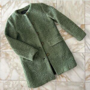Zara Green Sherpa Teddy Jacket Coat